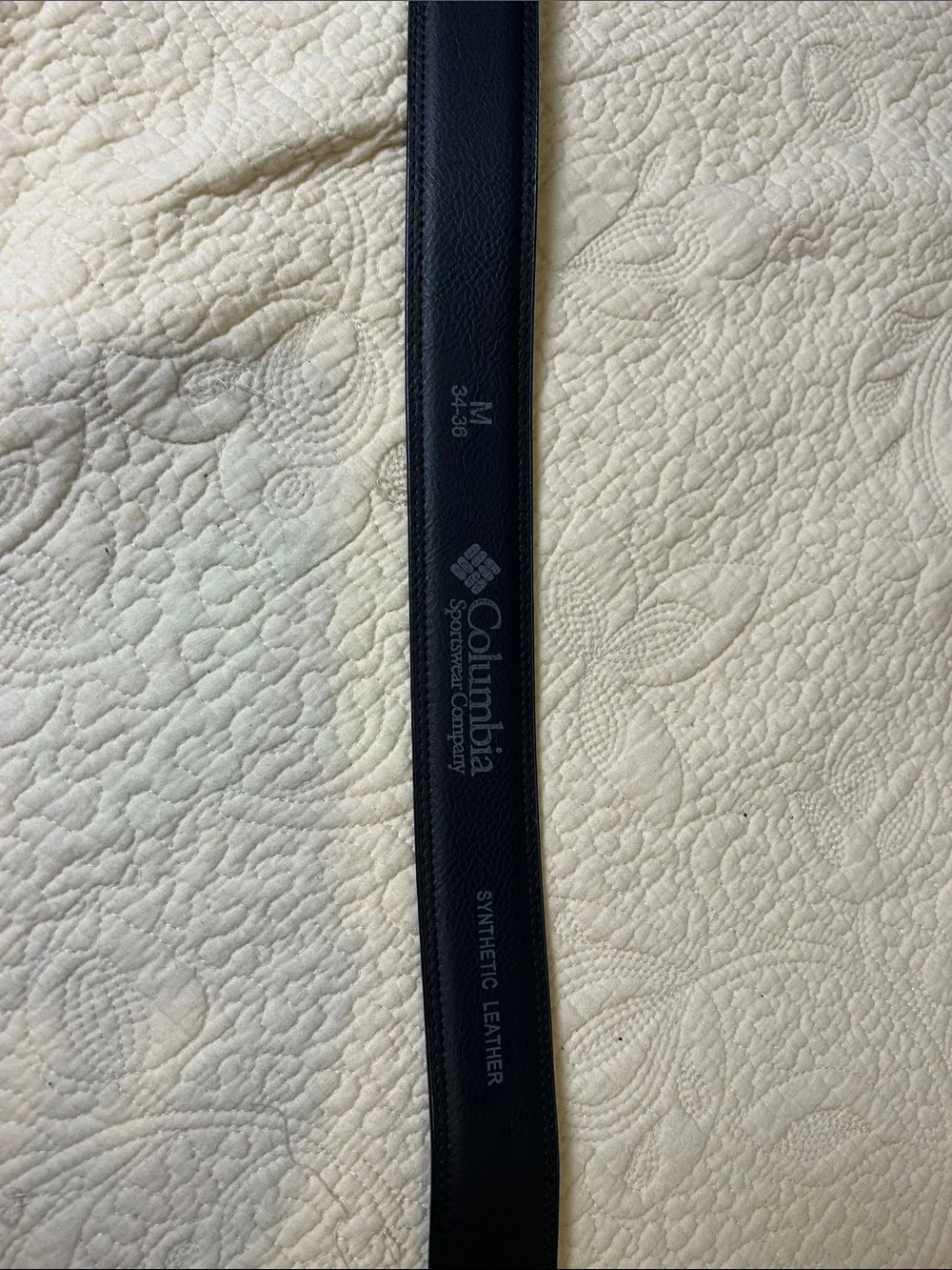 Columbia Black Leather Belt with Matte Silver Buckle